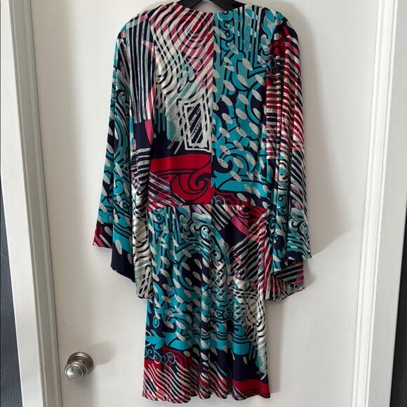 Laundry multi color kimono sleeved Dress Size 12 EUC - Picture 2 of 5